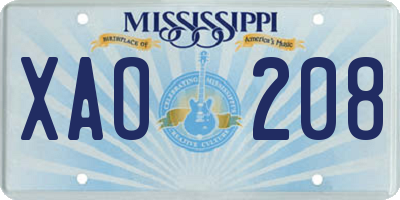 MS license plate XAO208