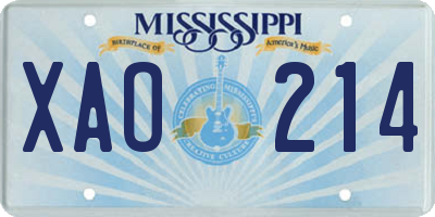 MS license plate XAO214