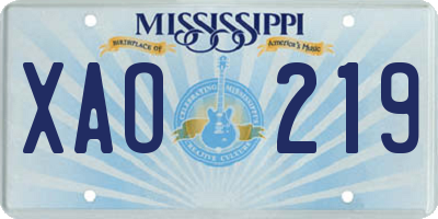 MS license plate XAO219