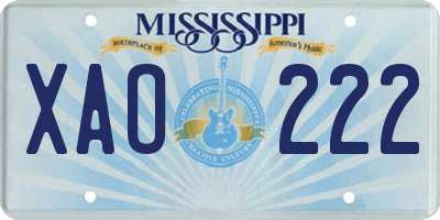 MS license plate XAO222