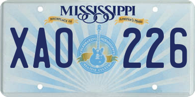 MS license plate XAO226