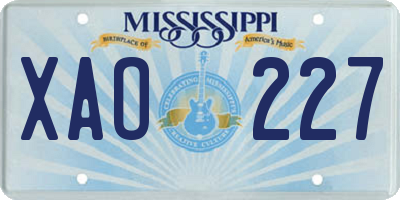 MS license plate XAO227