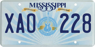 MS license plate XAO228