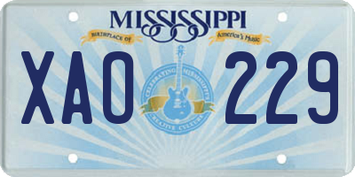 MS license plate XAO229