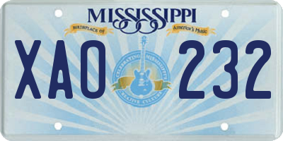 MS license plate XAO232