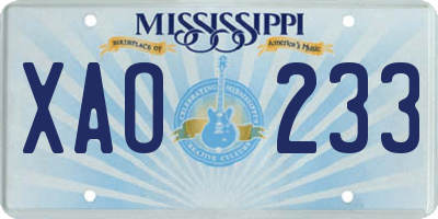 MS license plate XAO233