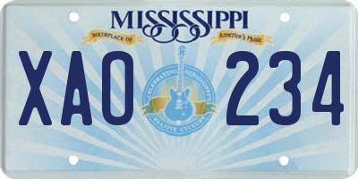 MS license plate XAO234