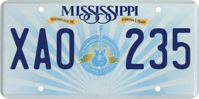 MS license plate XAO235