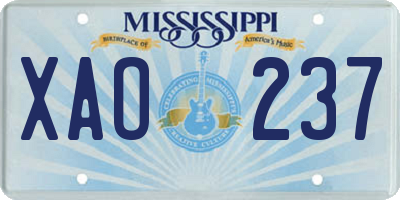 MS license plate XAO237
