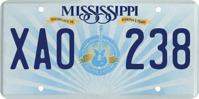 MS license plate XAO238