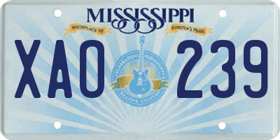 MS license plate XAO239