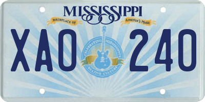 MS license plate XAO240