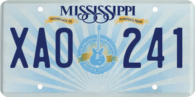MS license plate XAO241