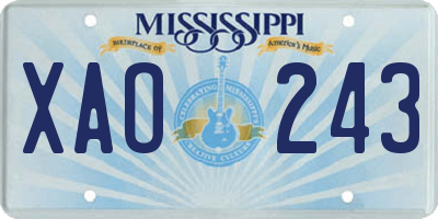 MS license plate XAO243