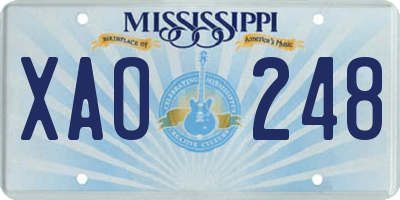 MS license plate XAO248