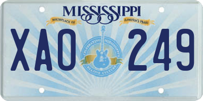 MS license plate XAO249