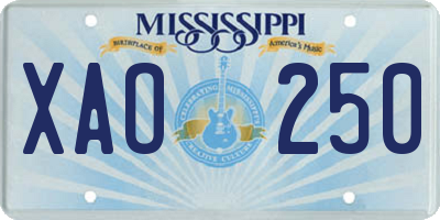 MS license plate XAO250
