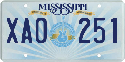 MS license plate XAO251