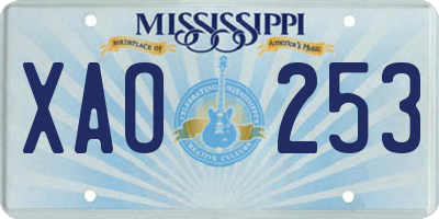 MS license plate XAO253