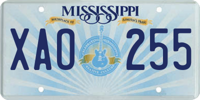 MS license plate XAO255