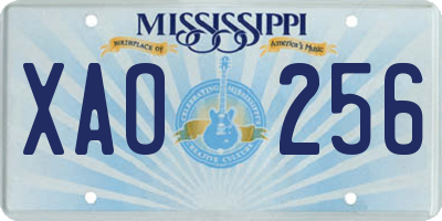 MS license plate XAO256