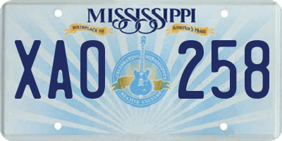 MS license plate XAO258