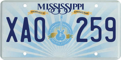 MS license plate XAO259