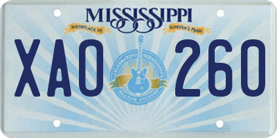 MS license plate XAO260