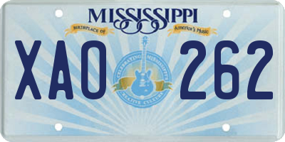MS license plate XAO262