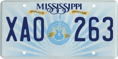 MS license plate XAO263