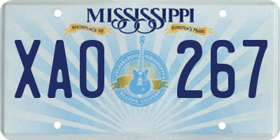 MS license plate XAO267