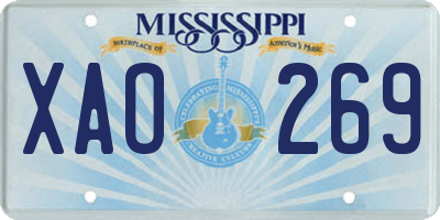 MS license plate XAO269