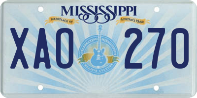 MS license plate XAO270