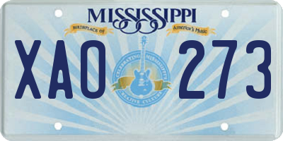 MS license plate XAO273