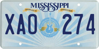 MS license plate XAO274