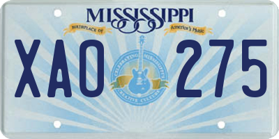 MS license plate XAO275