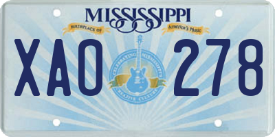MS license plate XAO278