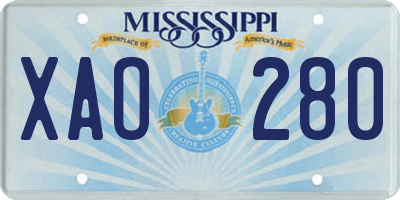 MS license plate XAO280