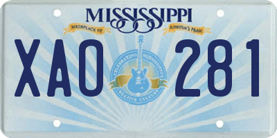 MS license plate XAO281