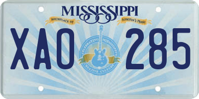 MS license plate XAO285
