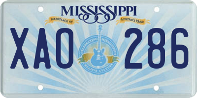 MS license plate XAO286