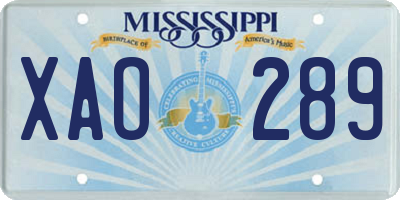 MS license plate XAO289