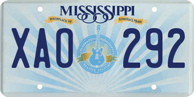 MS license plate XAO292
