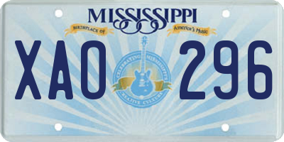 MS license plate XAO296