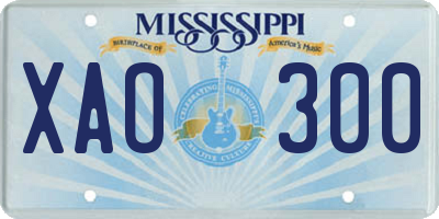 MS license plate XAO300