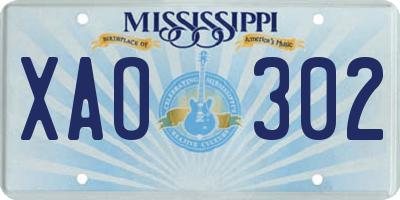 MS license plate XAO302