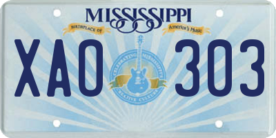 MS license plate XAO303