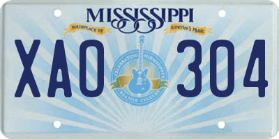 MS license plate XAO304