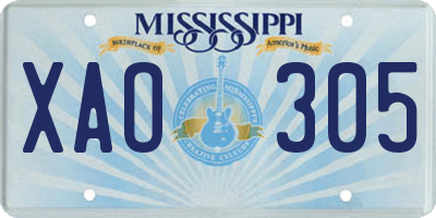 MS license plate XAO305