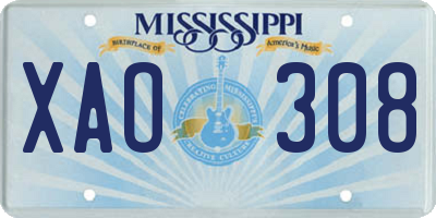 MS license plate XAO308
